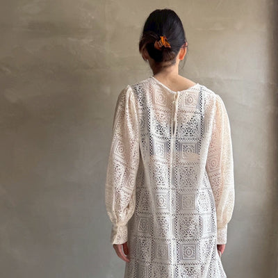 【ハモミシノオトナフク】Block lace slit OP