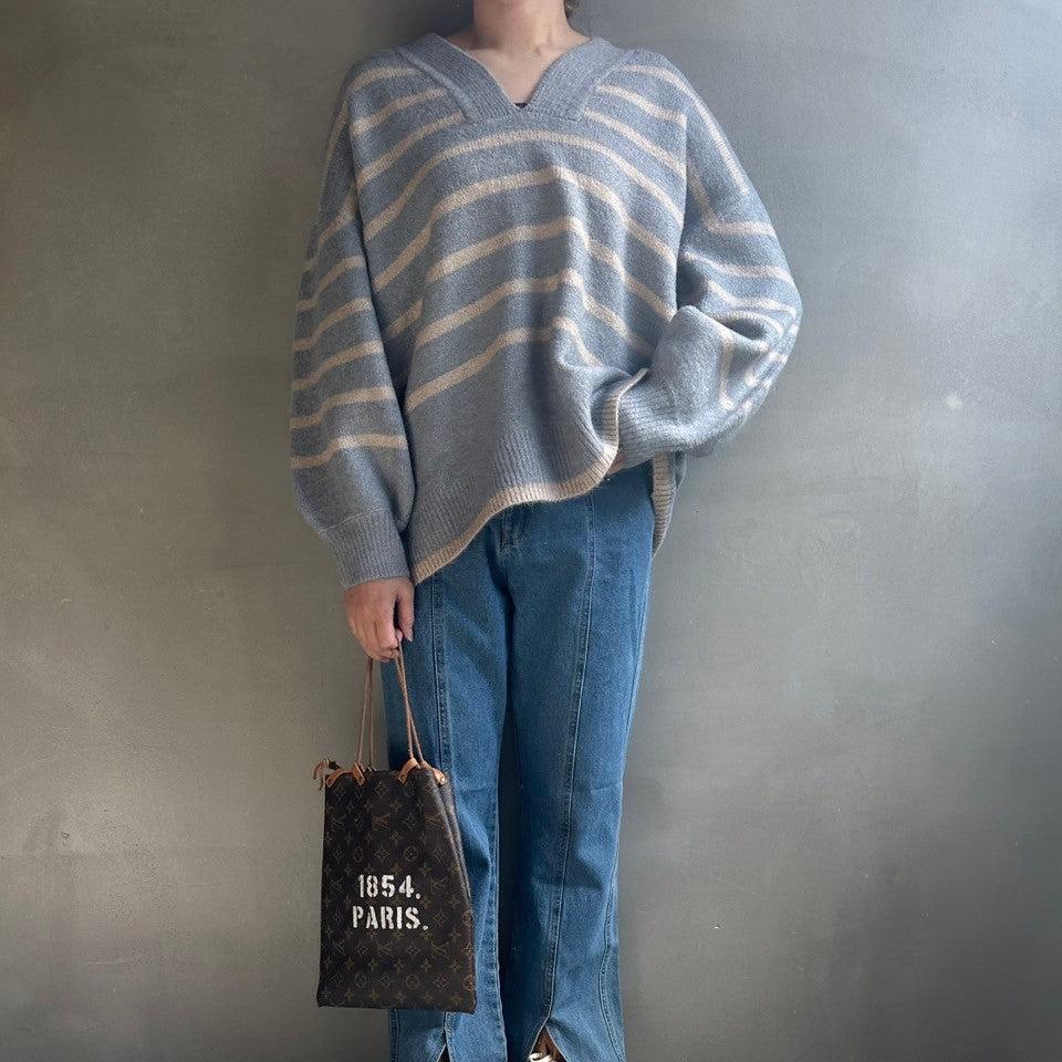 Deep V-neck knit【ハモミシノオトナフク】