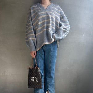 【ハモミシノオトナフク】Deep V-neck knit