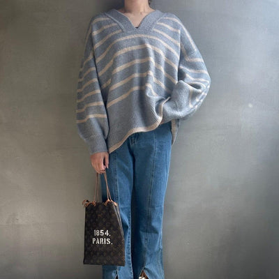 Deep V-neck knit【ハモミシノオトナフク】