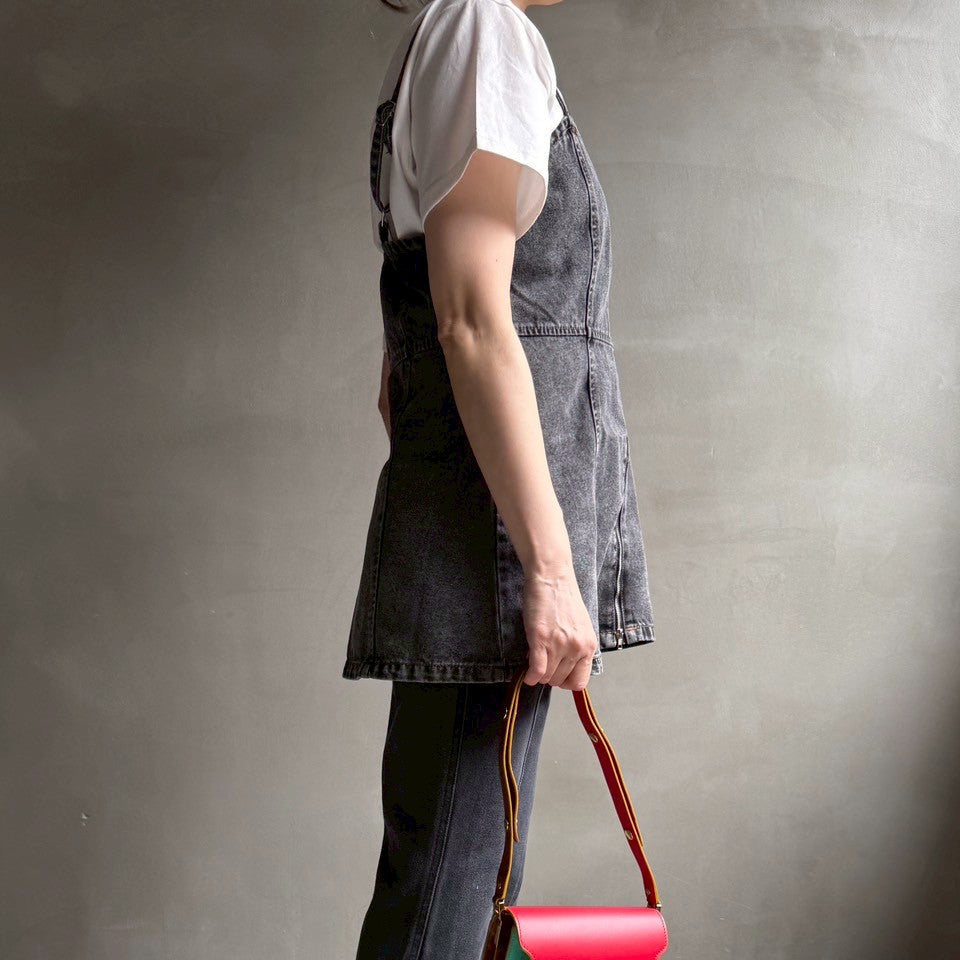 【ハモミシノオトナフク】Double zip denim bustier