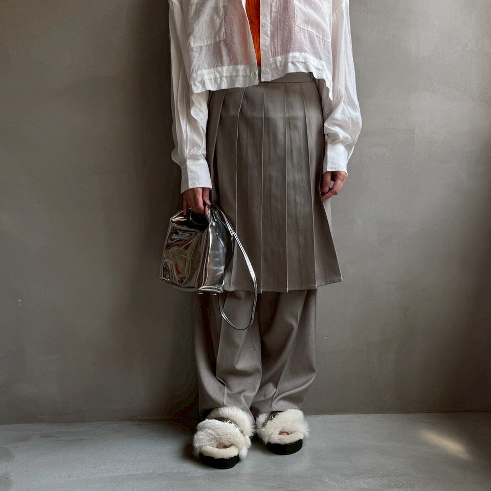 【ハモミシノオトナフク】Wrap pleated skirt pants