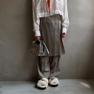 【ハモミシノオトナフク】Wrap pleated skirt pants