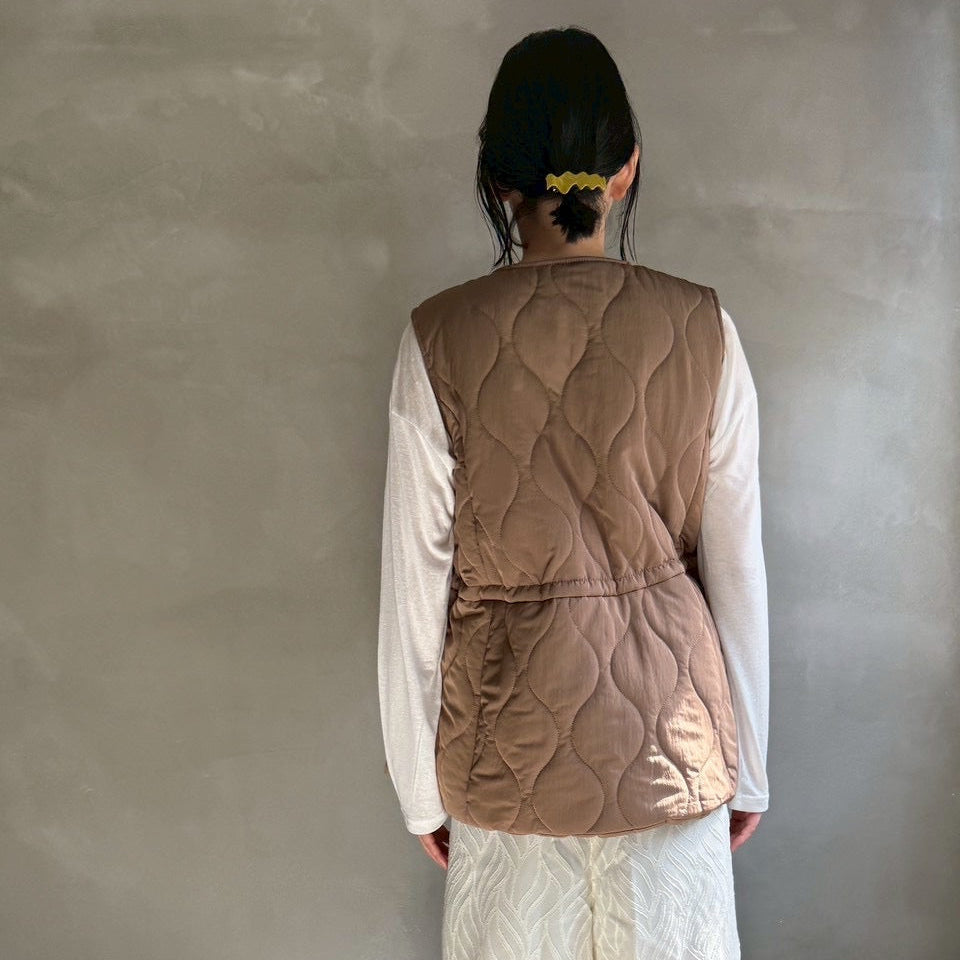 【ハモミシノオトナフク】Quilted flared vest