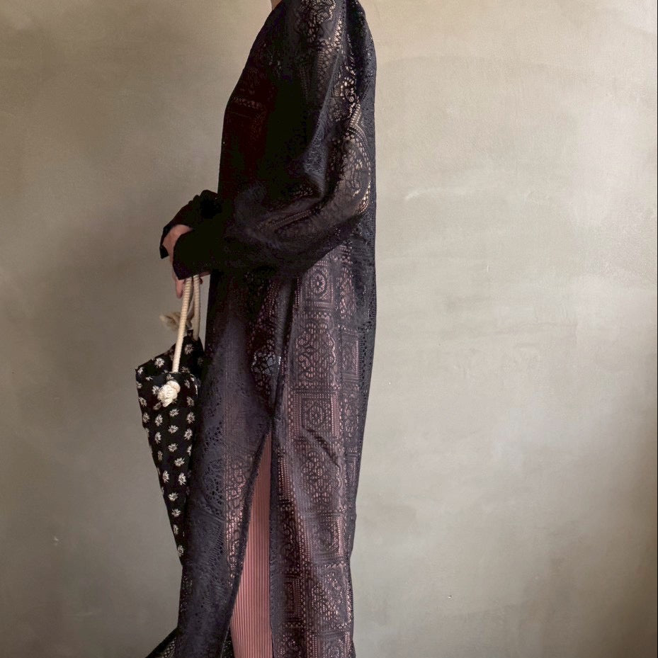 【ハモミシノオトナフク】Block lace slit OP