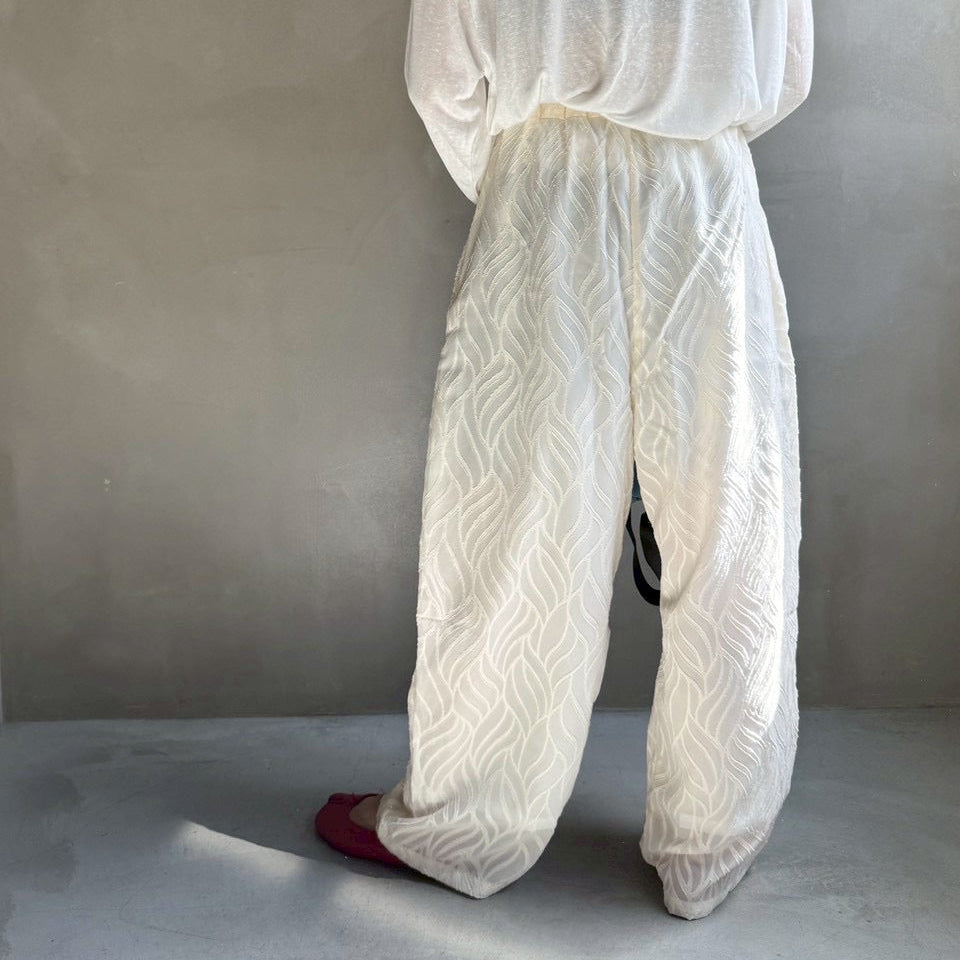 【ハモミシノオトナフク】Sheer jacquard pleated pants