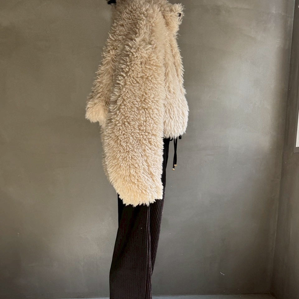【ハモミシノオトナフク】Poodle Boa DoubleZip Cropped Jacket