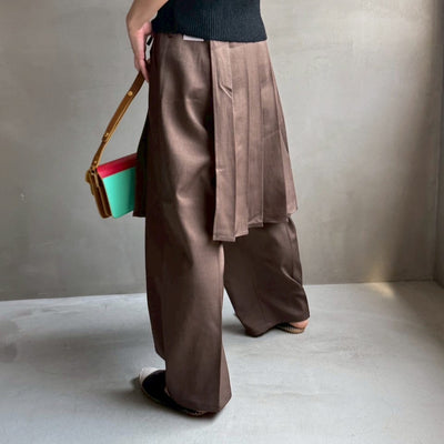 【ハモミシノオトナフク】Wrap pleated skirt pants