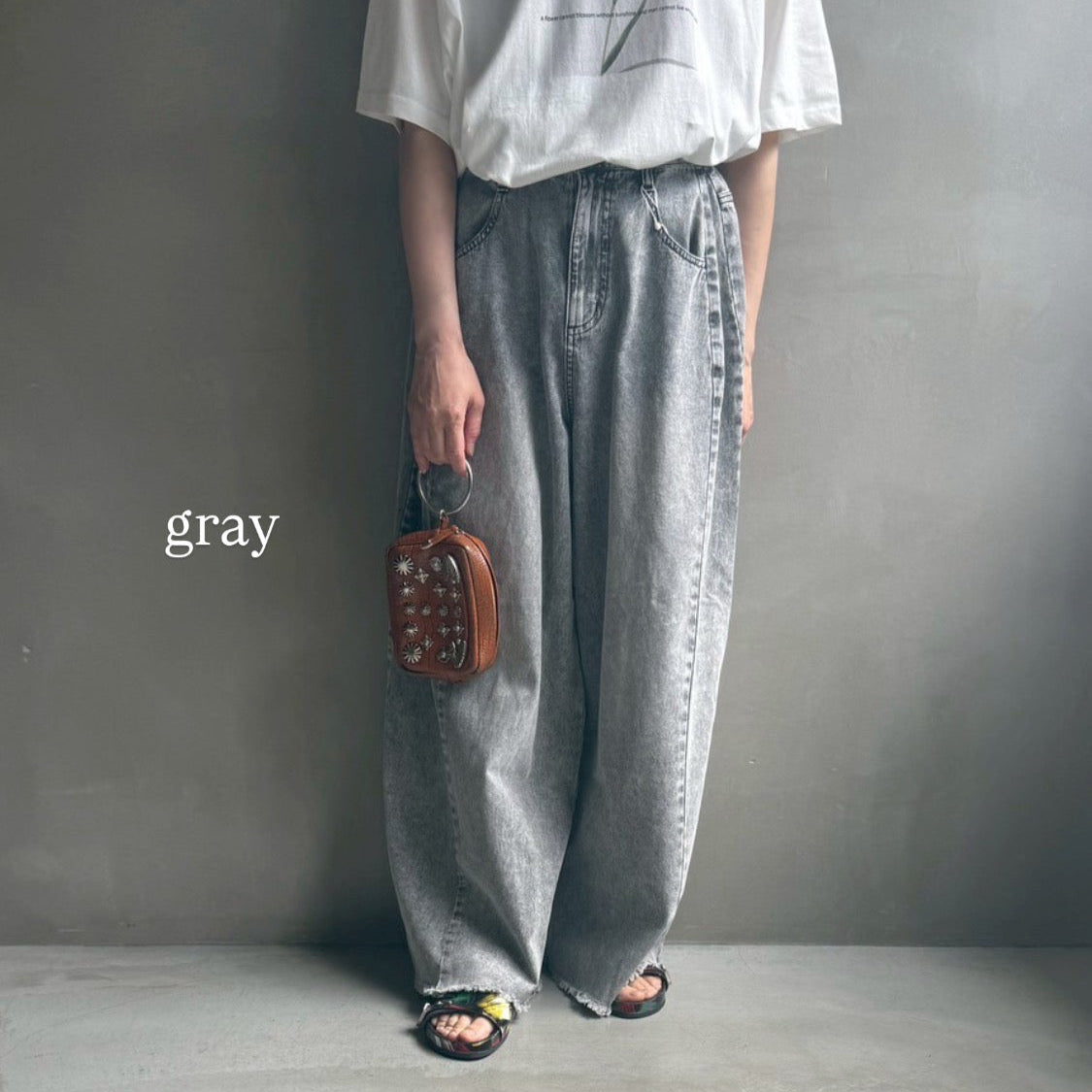 【ハモミシノオトナフク】Denim cocoon wide pants