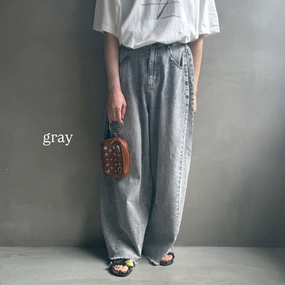 【ハモミシノオトナフク】Denim cocoon wide pants