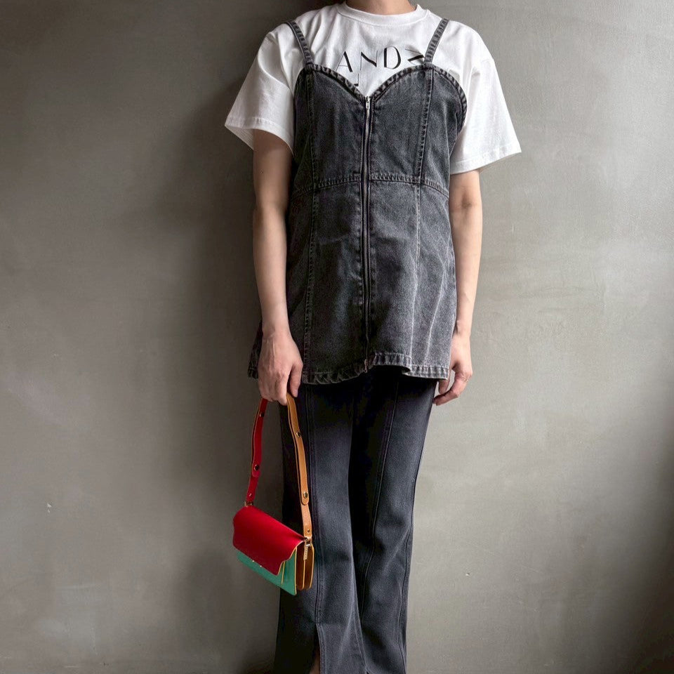 【ハモミシノオトナフク】Double zip denim bustier