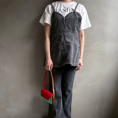 【ハモミシノオトナフク】Double zip denim bustier
