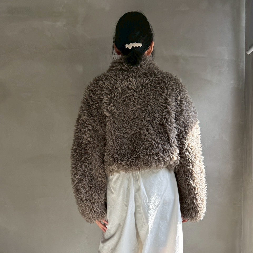 【ハモミシノオトナフク】Poodle Boa DoubleZip Cropped Jacket