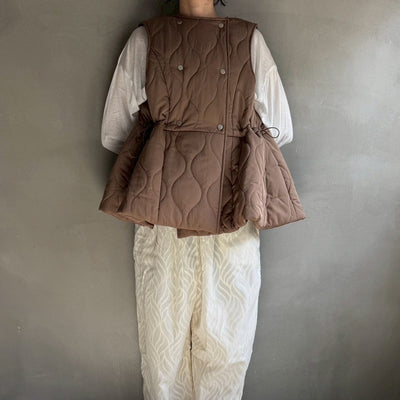 【ハモミシノオトナフク】Quilted flared vest