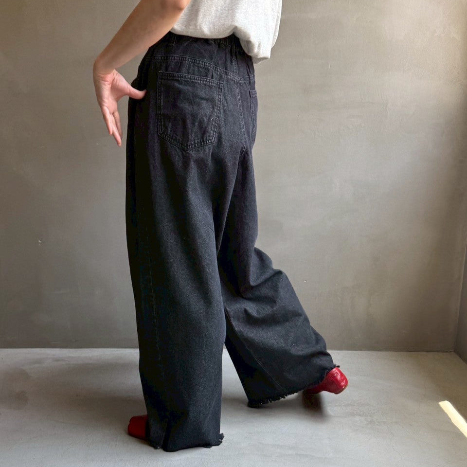 【ハモミシノオトナフク】Denim cocoon wide pants