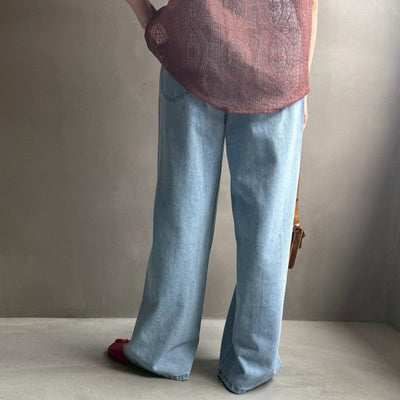 Denim panel pants【ハモミシノオトナフク】