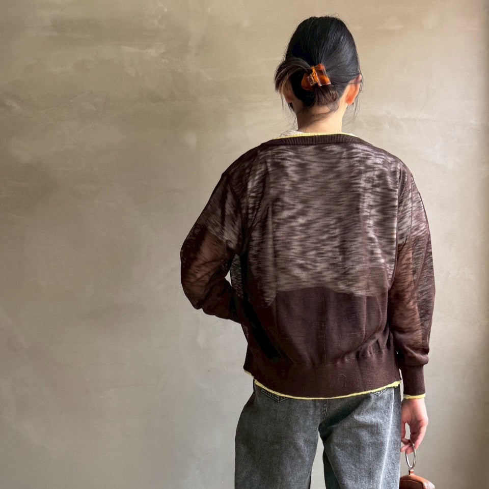 【ハモミシノオトナフク】Sheer knit cardegan