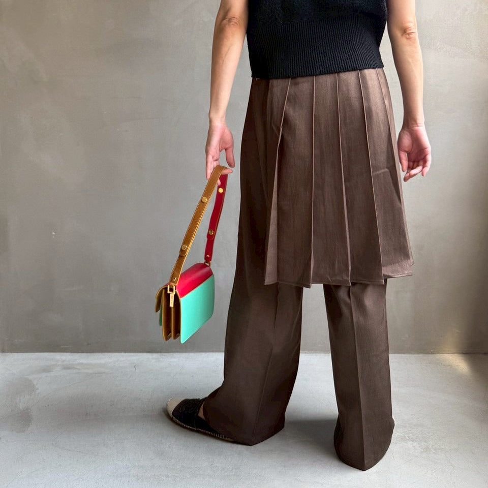 【ハモミシノオトナフク】Wrap pleated skirt pants