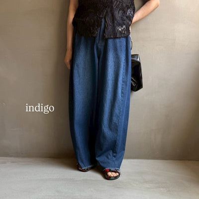 【ハモミシノオトナフク】Denim cocoon wide pants