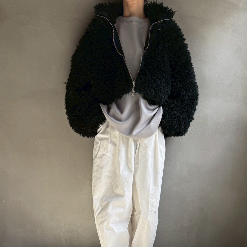 【ハモミシノオトナフク】Poodle Boa DoubleZip Cropped Jacket