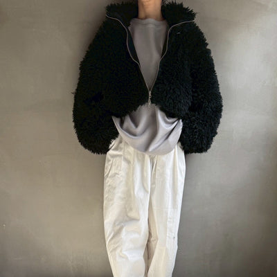 【ハモミシノオトナフク】Poodle Boa DoubleZip Cropped Jacket