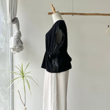 【ハモミシノオトナフク】Rib Knit & Organza Drawstring