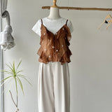 【ハモミシノオトナフク】Sheer Embroidered Overlay Cami