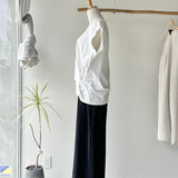 【ハモミシノオトナフク】Asymmetrical Twisted-Hem French-Sleeve Tee