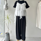 【ハモミシノオトナフク】Poly Twill Wide Tuck Pants