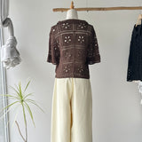 【ハモミシノオトナフク】Collared Open-Knit Cardigan