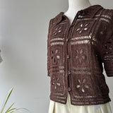 【ハモミシノオトナフク】Collared Open-Knit Cardigan