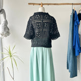 【ハモミシノオトナフク】Collared Open-Knit Cardigan
