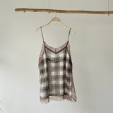 【ハモミシノオトナフク】Chiffon Plaid Lace Camisole
