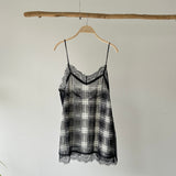 【ハモミシノオトナフク】Chiffon Plaid Lace Camisole