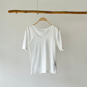 【ハモミシノオトナフク】2-way Sheer Asymmetrical Layered Tee