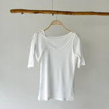 【ハモミシノオトナフク】2-way Sheer Asymmetrical Layered Tee