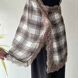【ハモミシノオトナフク】Chiffon Plaid Lace Camisole