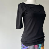 【ハモミシノオトナフク】2-way Sheer Asymmetrical Layered Tee