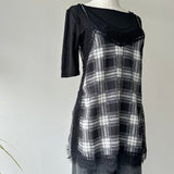 【ハモミシノオトナフク】Chiffon Plaid Lace Camisole