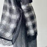 【ハモミシノオトナフク】Chiffon Plaid Lace Camisole