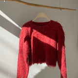 Monster shaggy knit cropped PO [Hamomishi no Otonafuku]