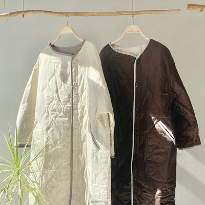 Ripstop liner quilted long coat [Hamomisi no Otonafuku]