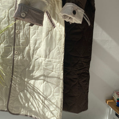 Ripstop liner quilted long coat [Hamomisi no Otonafuku]