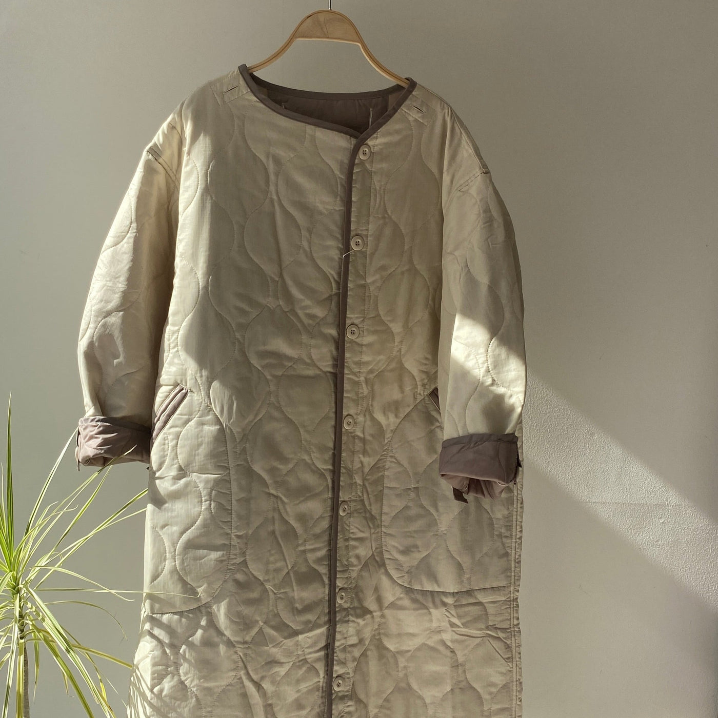 Ripstop liner quilted long coat [Hamomisi no Otonafuku]