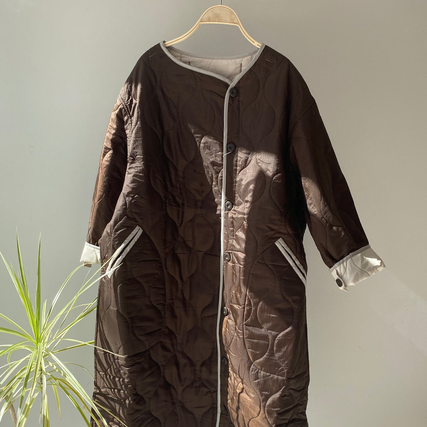 Ripstop liner quilted long coat [Hamomisi no Otonafuku]