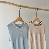 【hamomisi】Sleeveless knit rompers(80.90cm)