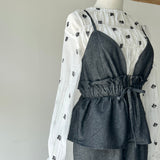 【ハモミシノオトナフク】Front Ribbon 2-Way Blouse