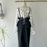 【ハモミシノオトナフク】Front Ribbon 2-Way Blouse