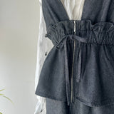 【ハモミシノオトナフク】Denim Peplum All-in-One