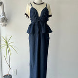 【ハモミシノオトナフク】Denim Peplum All-in-One
